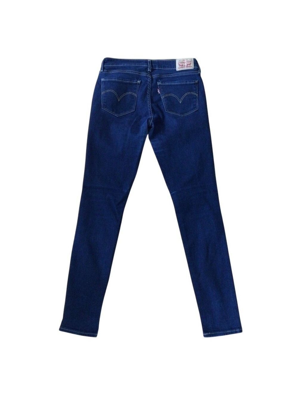 LEVIS 711 jeans skinny mid rise medium waist stretchy dark blue denim size 26
